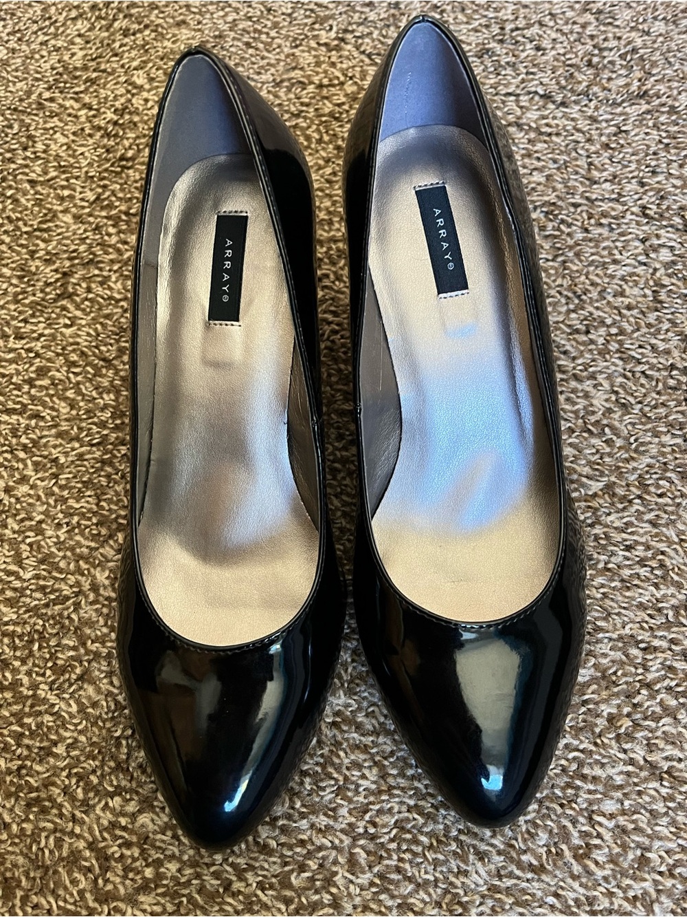 Array Black Patent Pointed-Toe Heels